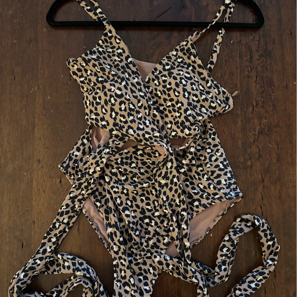 Aerie print one piece wrap swimsuit